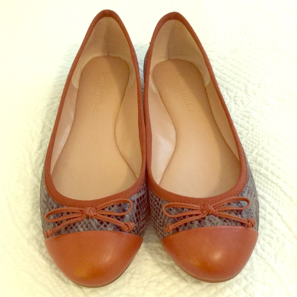 Brown & Grey BR Snakeskin Leather Flats 7
